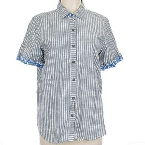 CASA CABANA Blue Striped Button Down Shirt 100%Cotton